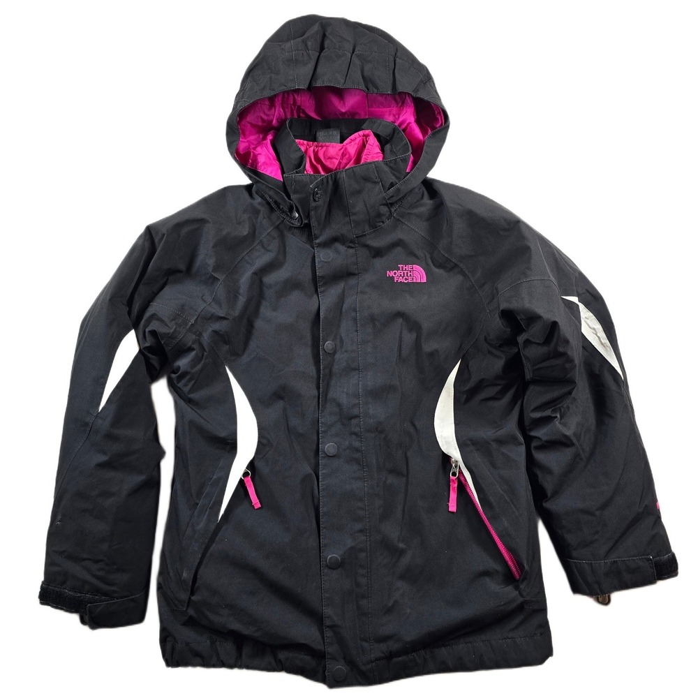 The North Face Triclimate Jacket Girls Small 7/8 Black Pink HyVent Shell Systems